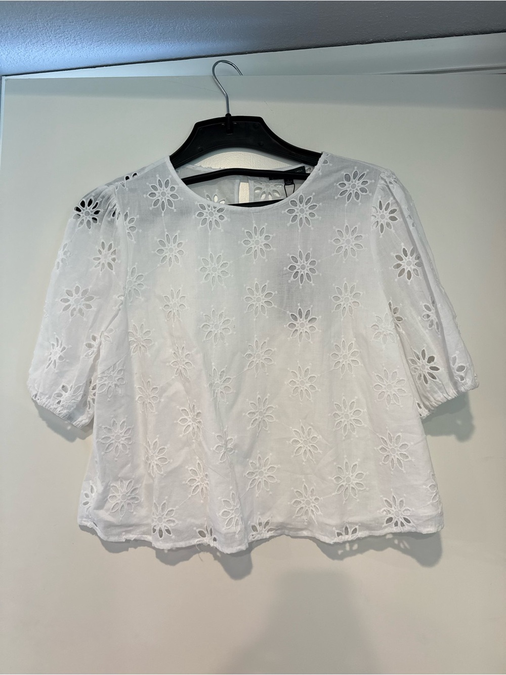 White Eyelet Puff Sleeve Blouse